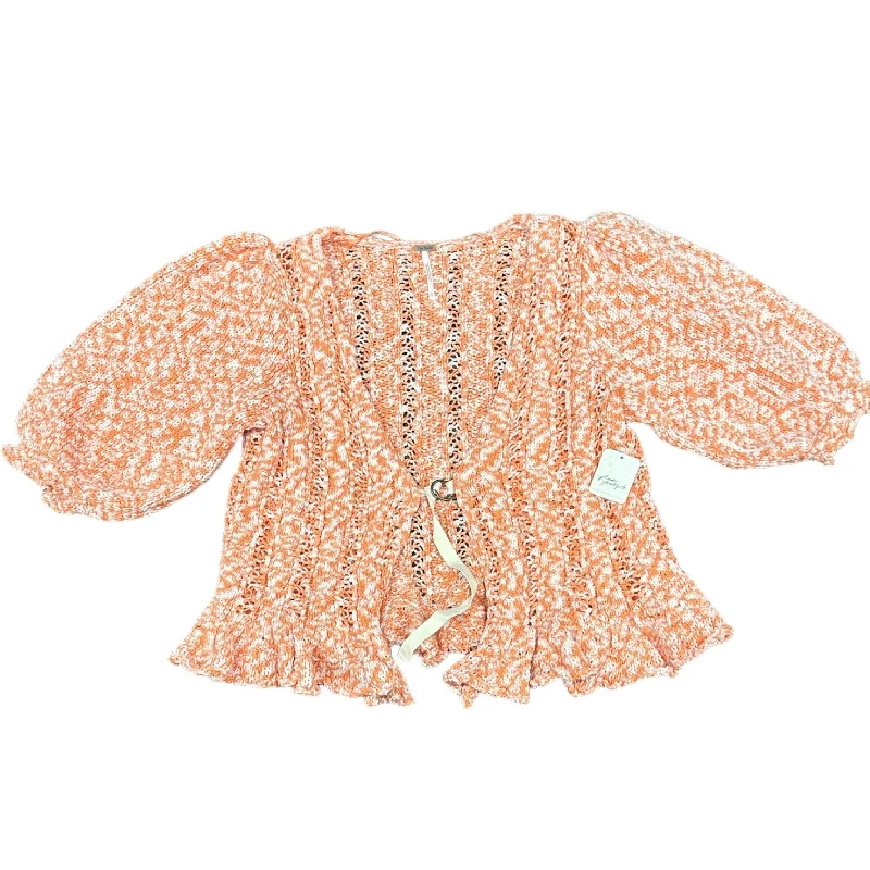 New Markdowns Cardigan By Free People In Orange & White, Size: L