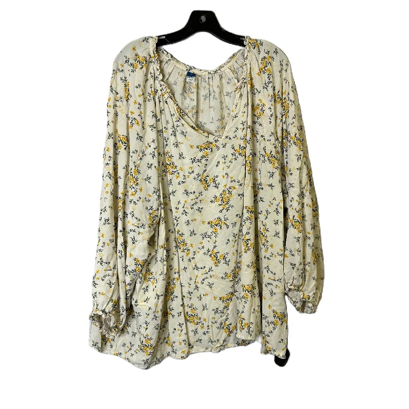 Best Deals Cream Top Long Sleeve By Old Navy, Size: 4x