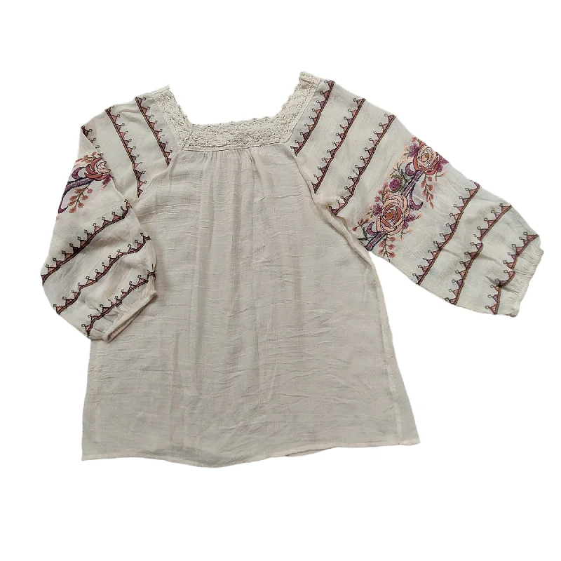 Deep Discounts Cream Top Long Sleeve Entro, Size M