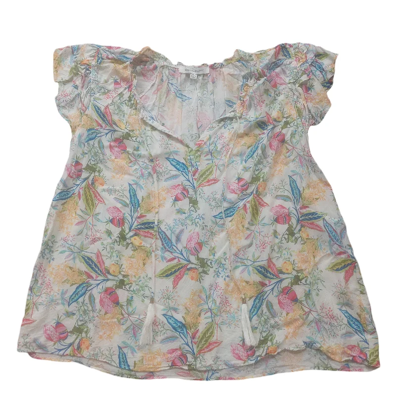 Buy More, Save More Floral Print Top Short Sleeve Rose And Olive, Size Xl