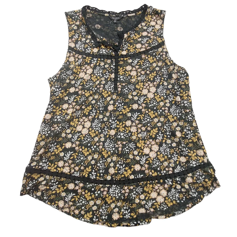 Bargain Blast Floral Print Top Sleeveless Lucky Brand, Size L