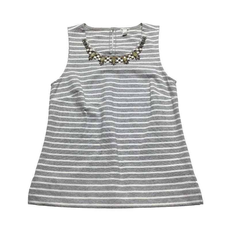 Stock Clearance Grey & White Top Sleeveless J. Crew, Size Xs