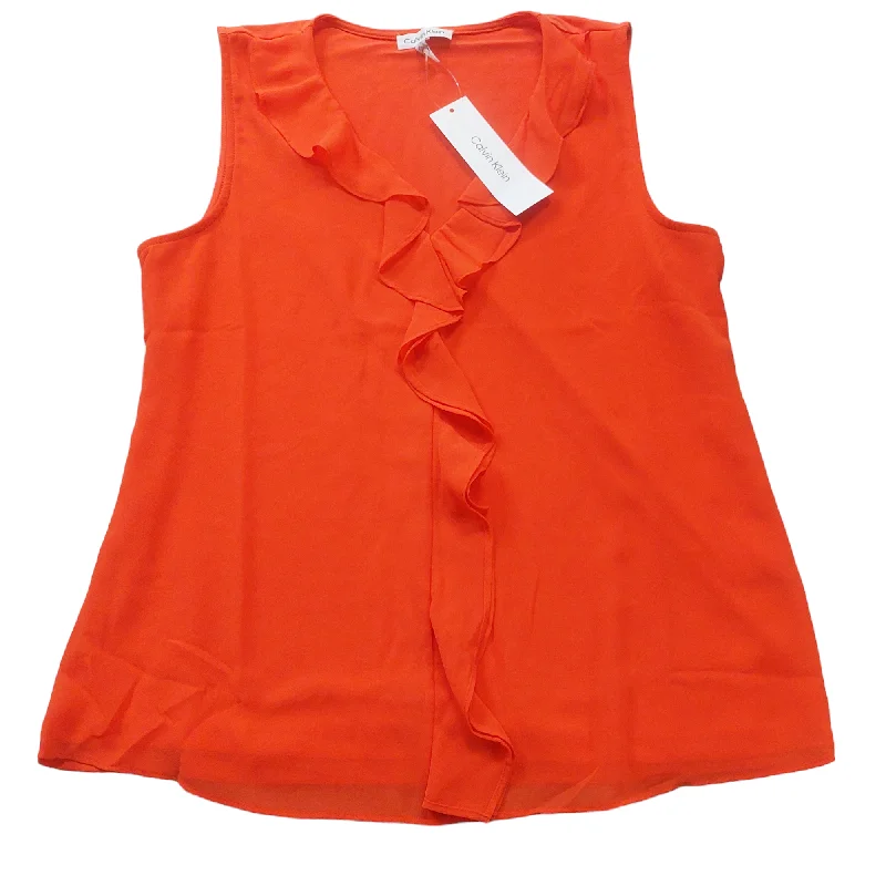 Fantastic Deals Orange Top Sleeveless Calvin Klein, Size M