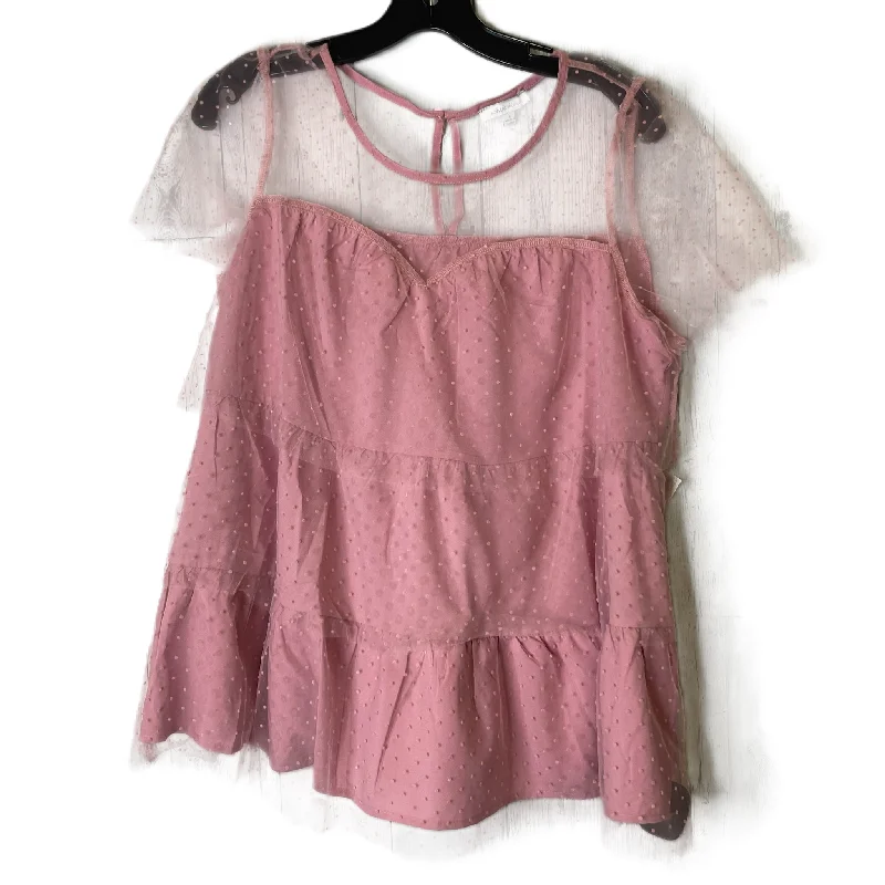 Get It Before It’s Gone Pink Top Short Sleeve By White Birch, Size: L