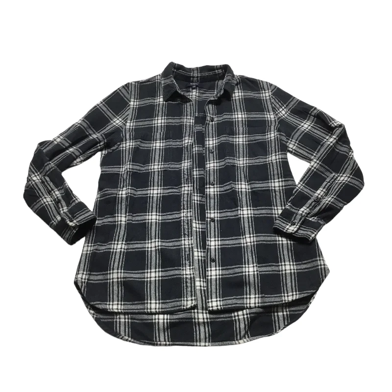 Online Only Plaid Pattern Top Long Sleeve Madewell, Size S