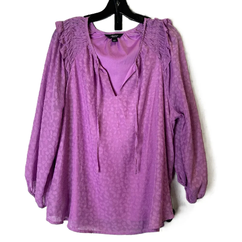 Overstock Purple Top Long Sleeve By Simply Vera, Size: Xxl