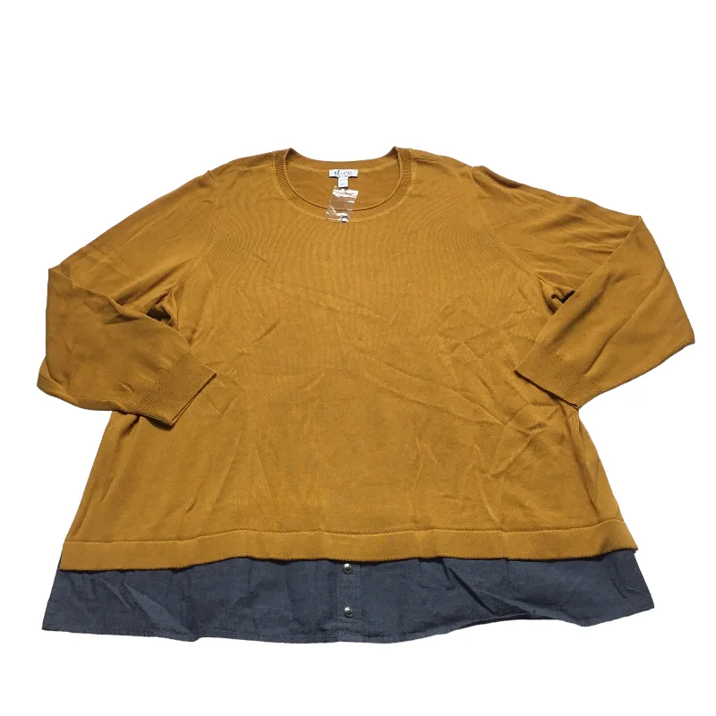 Price Drop Sweater By Denim And Company In Mustard, Size: 22