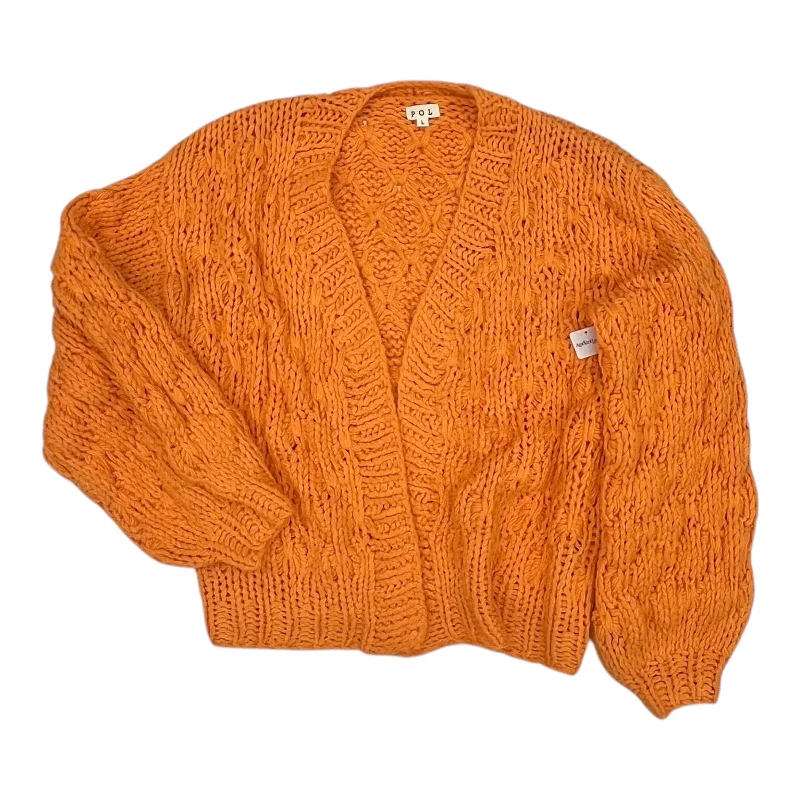 Super Sale Sweater Cardigan By Pol In Orange, Size:L