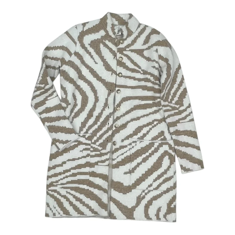 Savings Galore Sweater Cardigan Designer By Halston In Tan & White, Size:Xs