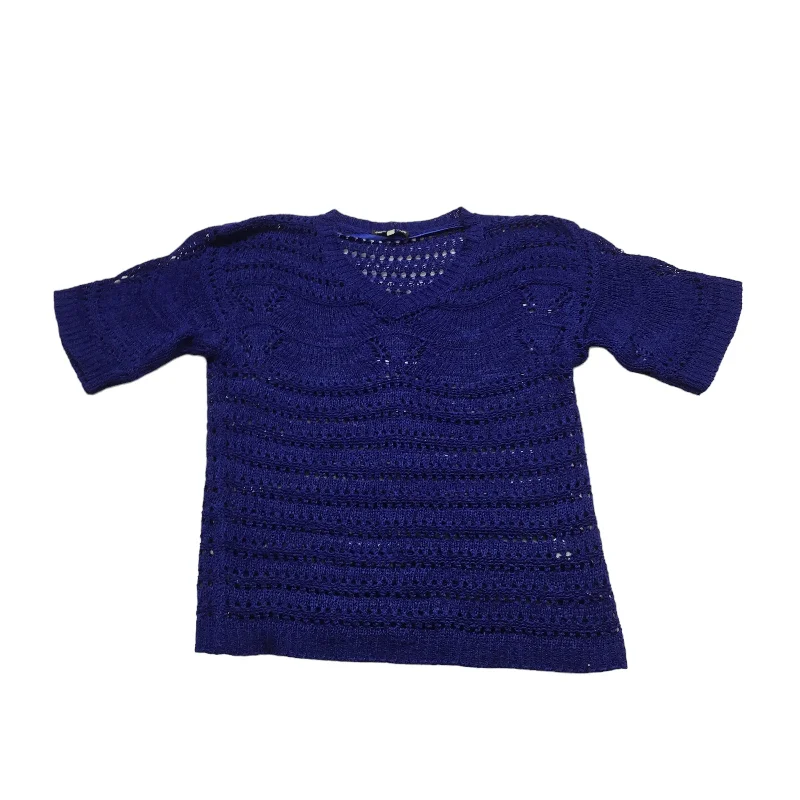 Act Now Sweater Short Sleeve By Cable And Gauge In Blue, Size: S