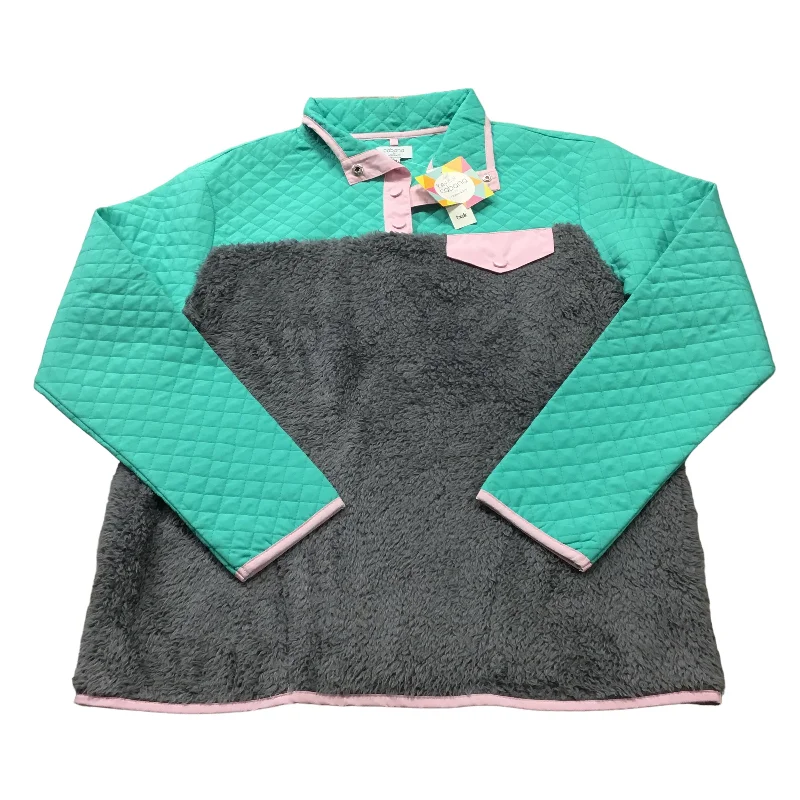 New Arrival Sweatshirt Collar By Crown And Ivy In Green & Grey, Size: S