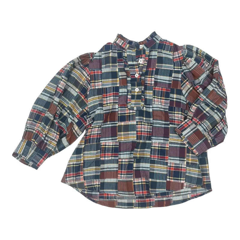 Early Access Top 3/4 Sleeve By Antik Batik In Plaid Pattern, Size:M