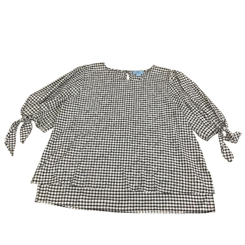 Grand Opening Sale Top 3/4 Sleeve By Cece In Black & White, Size: Xl