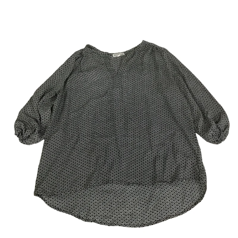 Savings Alert Top 3/4 Sleeve By Pleione In Black White, Size: M
