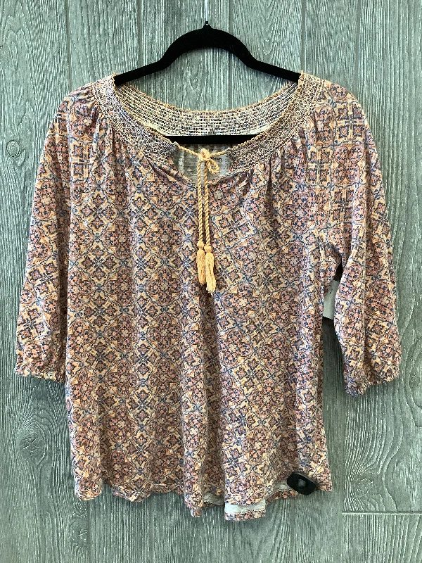 Limited Edition Top 3/4 Sleeve By Ruff Hewn In Orange, Size: M