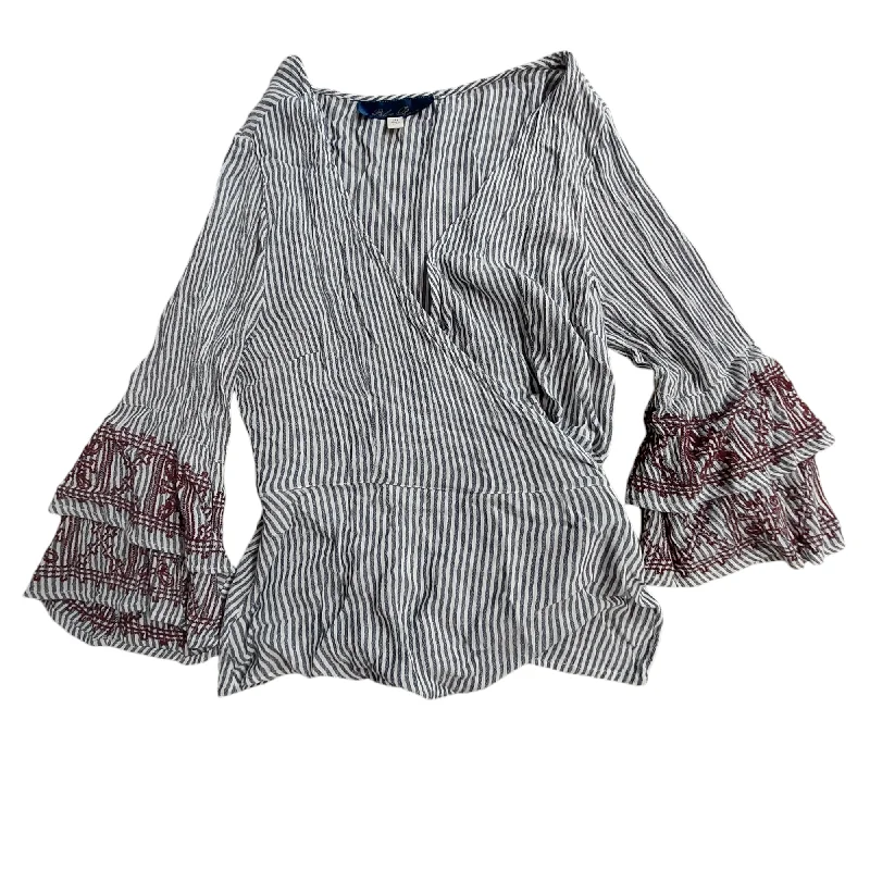 Price Reduction Top Long Sleeve By Blue Rain In Striped, Size: M