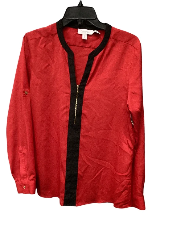 While Supplies Last Top Long Sleeve By Calvin Klein In Red, Size: L