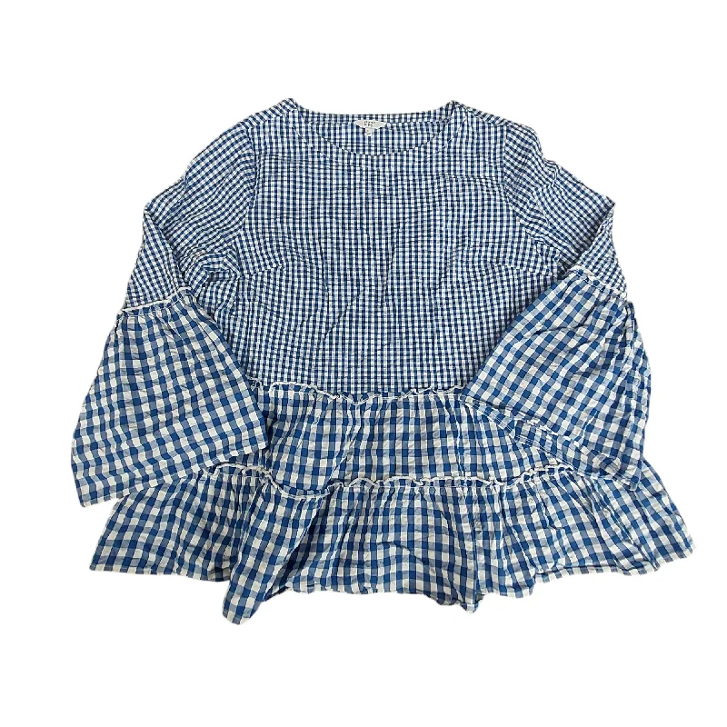 Today’s Deal Top Long Sleeve By Crown And Ivy In Blue White, Size: L