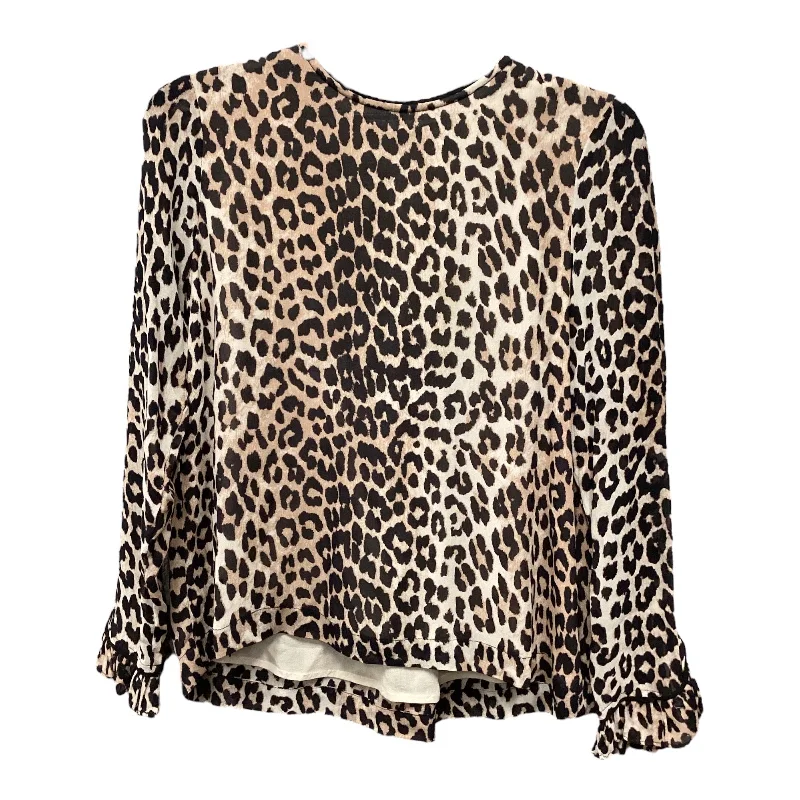 Members Only Top Long Sleeve By Ganni In Animal Print, Size: S