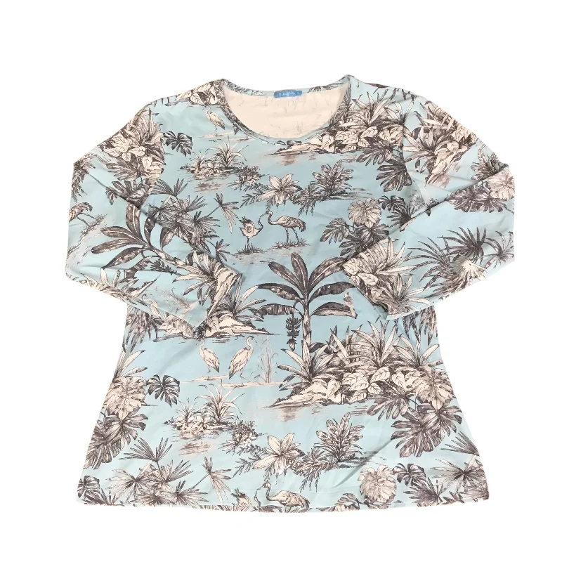 Bonus Savings Top Long Sleeve By J Mclaughlin In Blue & White, Size: M