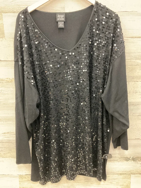 Incredible Offers Top Long Sleeve By Jacque And Koko In Black, Size: 2x