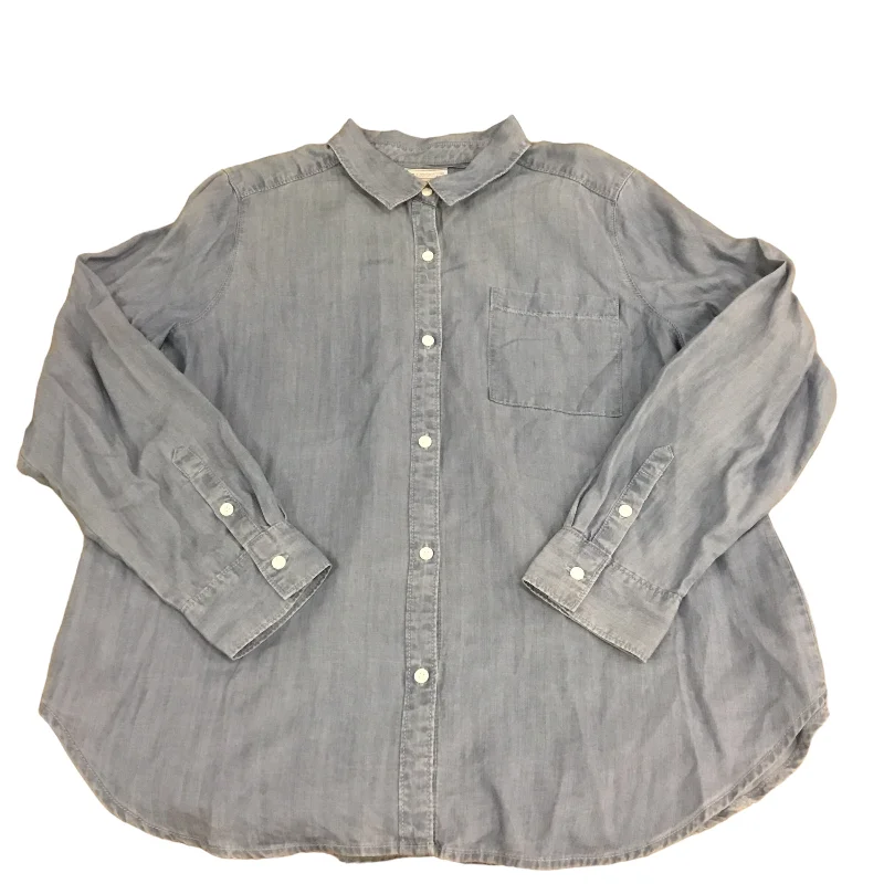 Early Access Top Long Sleeve By Liz Claiborne In Blue Denim, Size: Xl