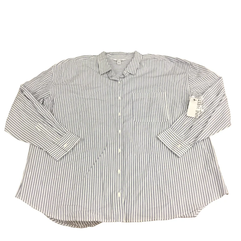 Huge Discounts Top Long Sleeve By Nine West In Striped Pattern, Size: Xxl