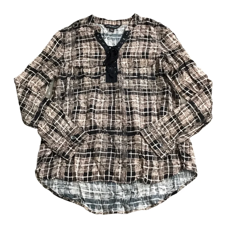 Last Chance Top Long Sleeve By Rock And Republic In Black Tan, Size: M