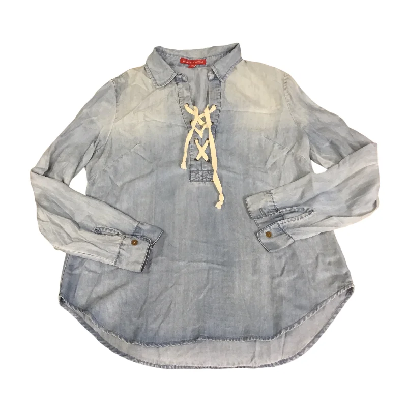 Limited Time Top Long Sleeve By Saks Fifth Avenue In Blue Denim, Size: Petite   S