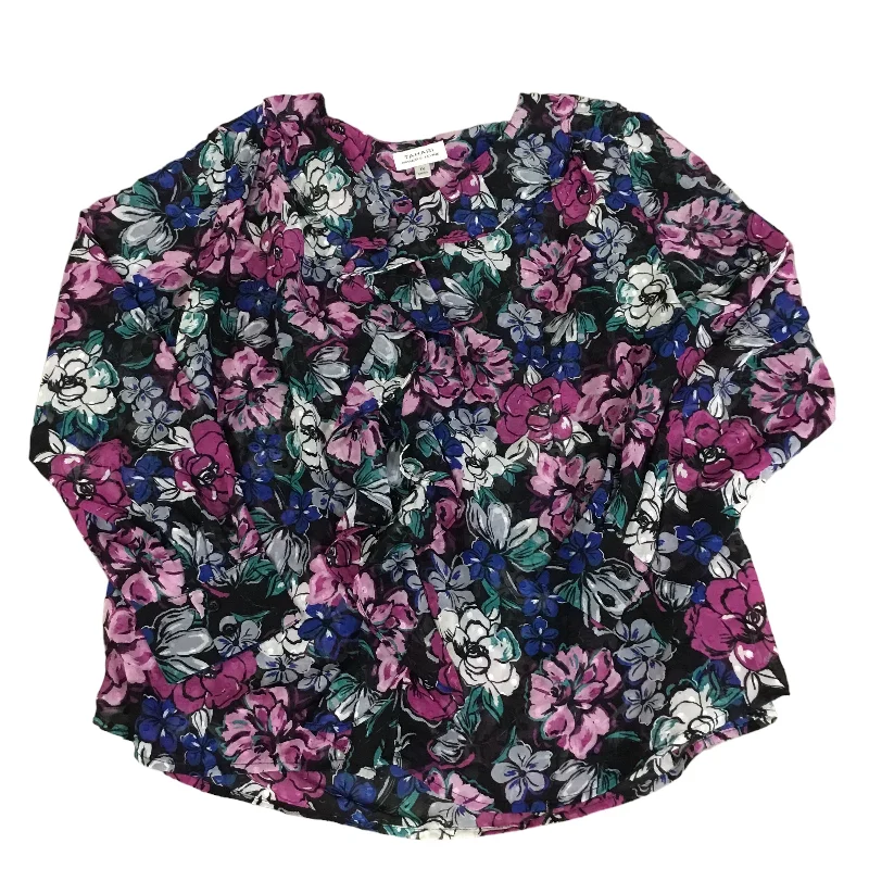 Can't Miss Top Long Sleeve By Tahari By Arthur Levine In Purple, Size: 1x