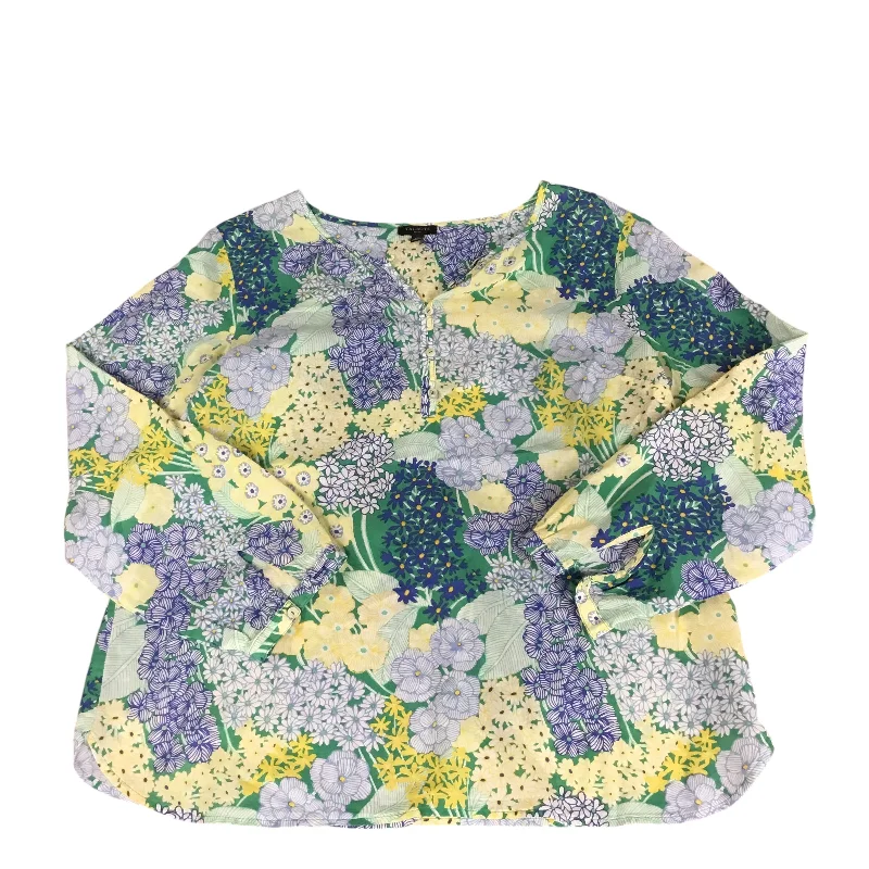 Take Advantage Top Long Sleeve By Talbots In Blue & Green, Size: Petite  M