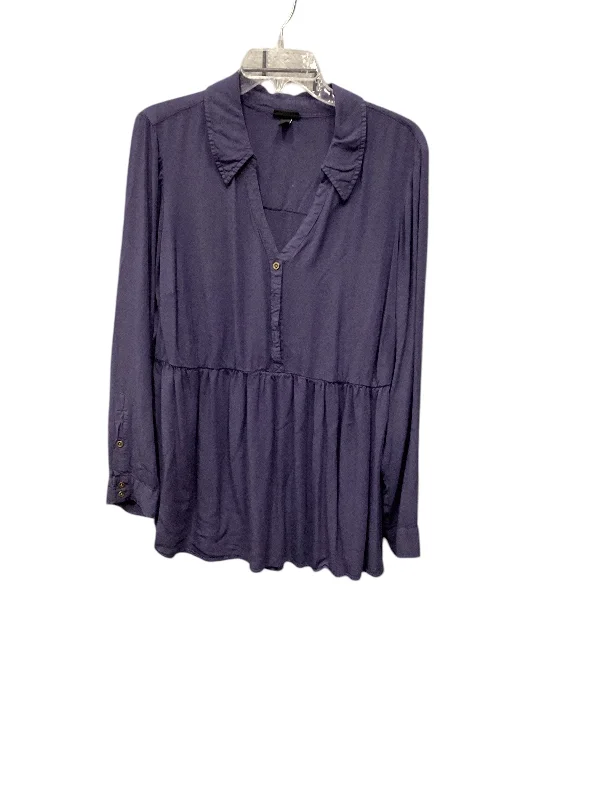 Online Exclusive Top Long Sleeve By Torrid In Blue, Size: 1x