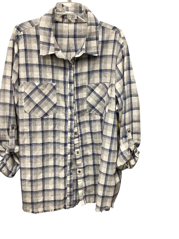 Factory Direct Sale Top Long Sleeve By White Birch In Plaid Pattern, Size: 2x
