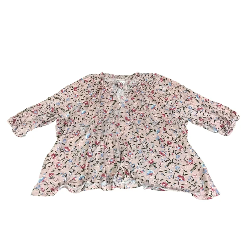 Now or Never Top Long Sleeve By Wonderly In Floral Print, Size: 2x