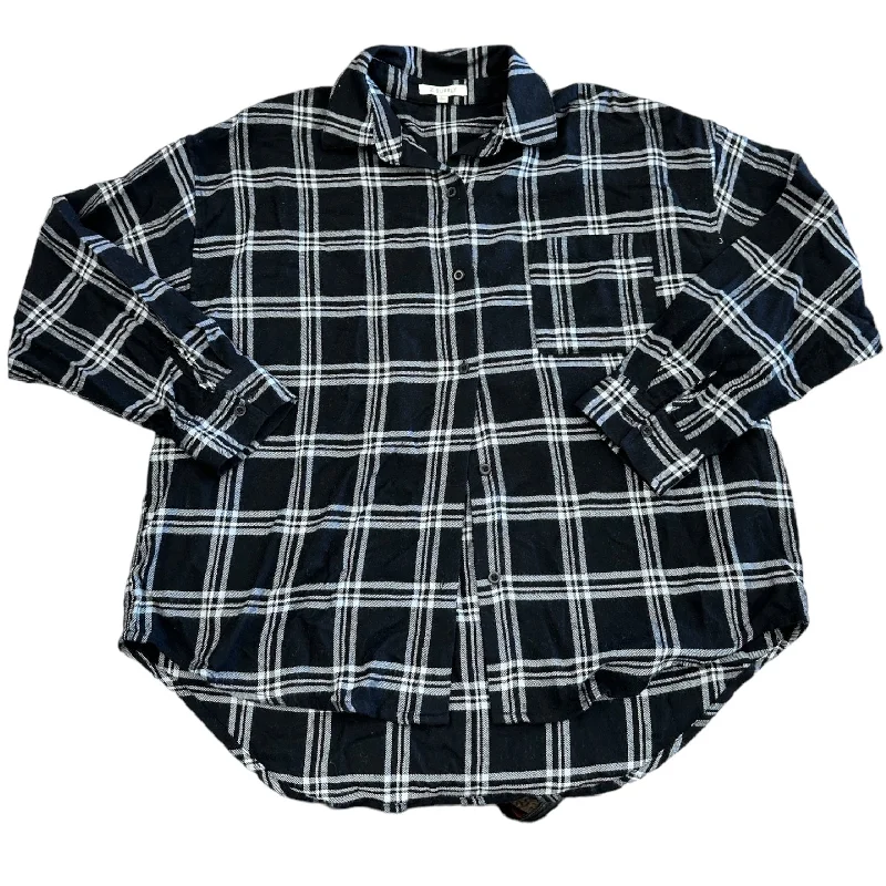 Overstock Top Long Sleeve By Z Supply In Black & White, Size: L