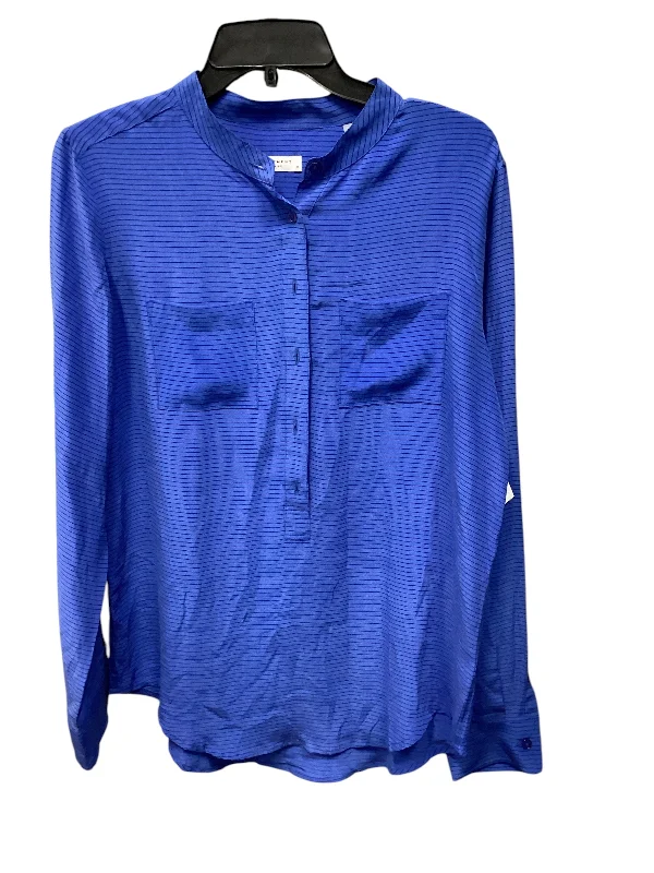Overstock Top Long Sleeve Designer By Equipment In Blue, Size: M