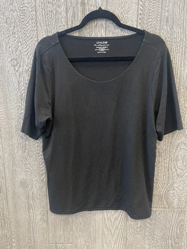 Year-End Sale Top Short Sleeve By Chicos In Black, Size: Xl