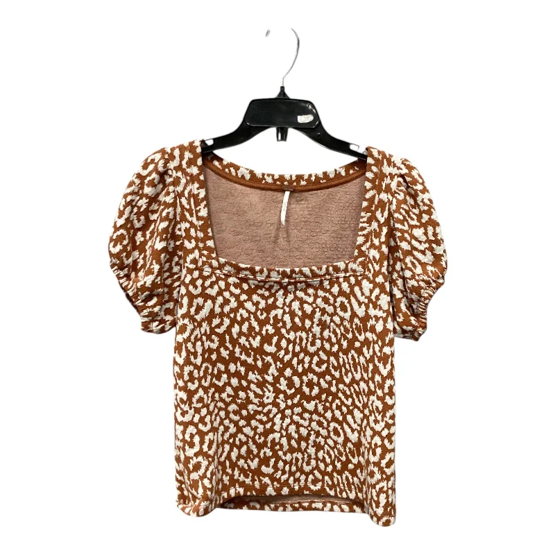 Price Rollback Top Short Sleeve By Free People In Brown & Cream, Size: M