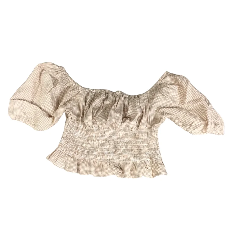 Can't Miss Top Short Sleeve By Japna In Brown & Cream, Size: M
