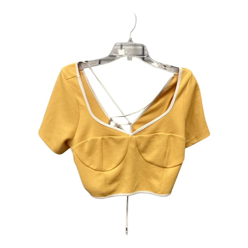 Deep Discounts Top Short Sleeve By Maeve In Yellow, Size: L