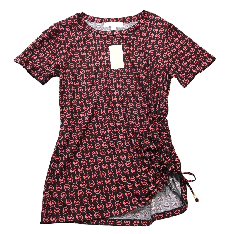 Midnight Madness Top Short Sleeve By Michael By Michael Kors In Black & Pink, Size: M