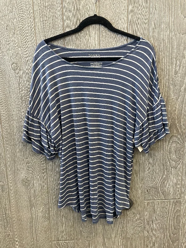 Stock Clearance Top Short Sleeve By Time And Tru In Blue, Size: L