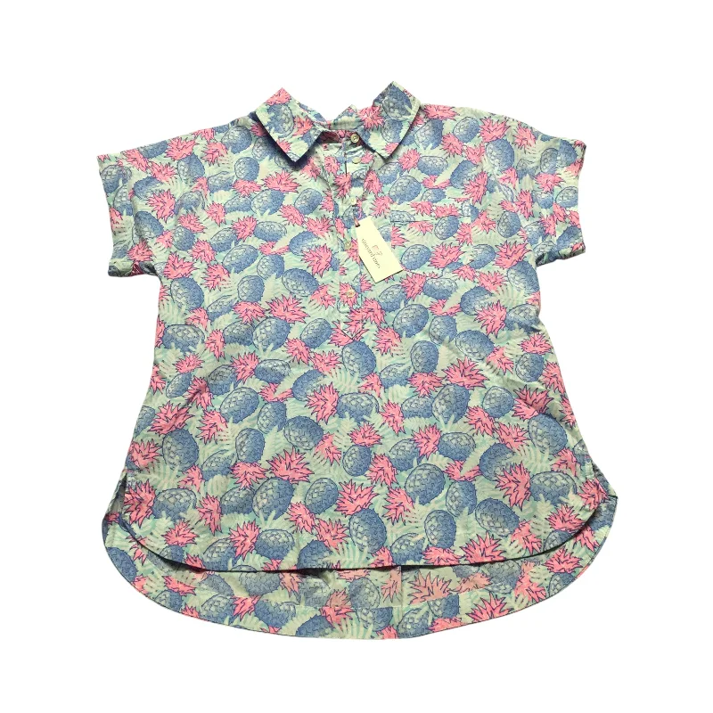 Final Sale Top Short Sleeve By Vineyard Vines In Tropical Print, Size: 8