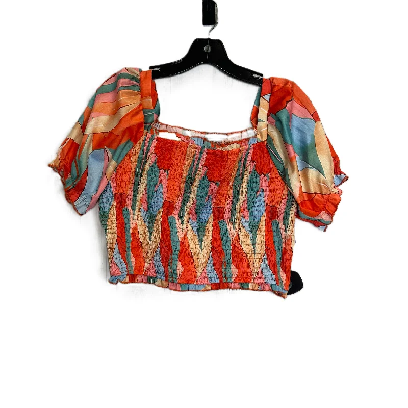 Stock Clearance Tropical Print Top Short Sleeve By Shein, Size: Xl