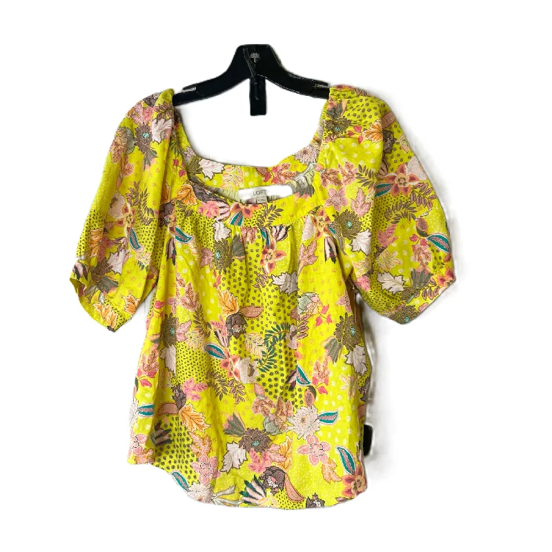 Price Drop Alert Yellow Top Short Sleeve By Loft, Size: M