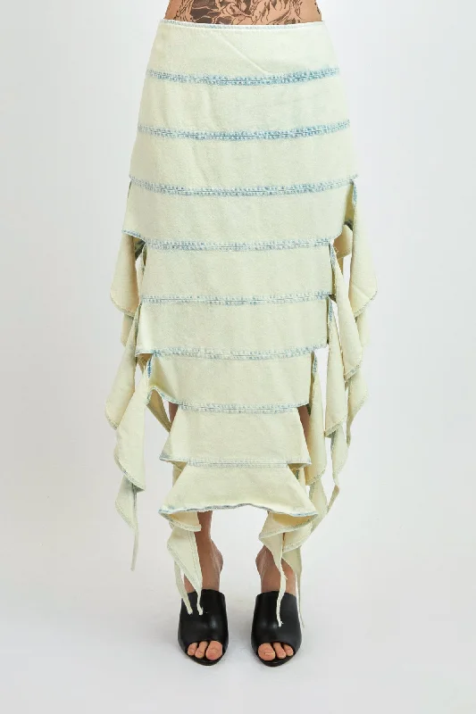 Y/Project Bug Denim Skirt in Snow Wash